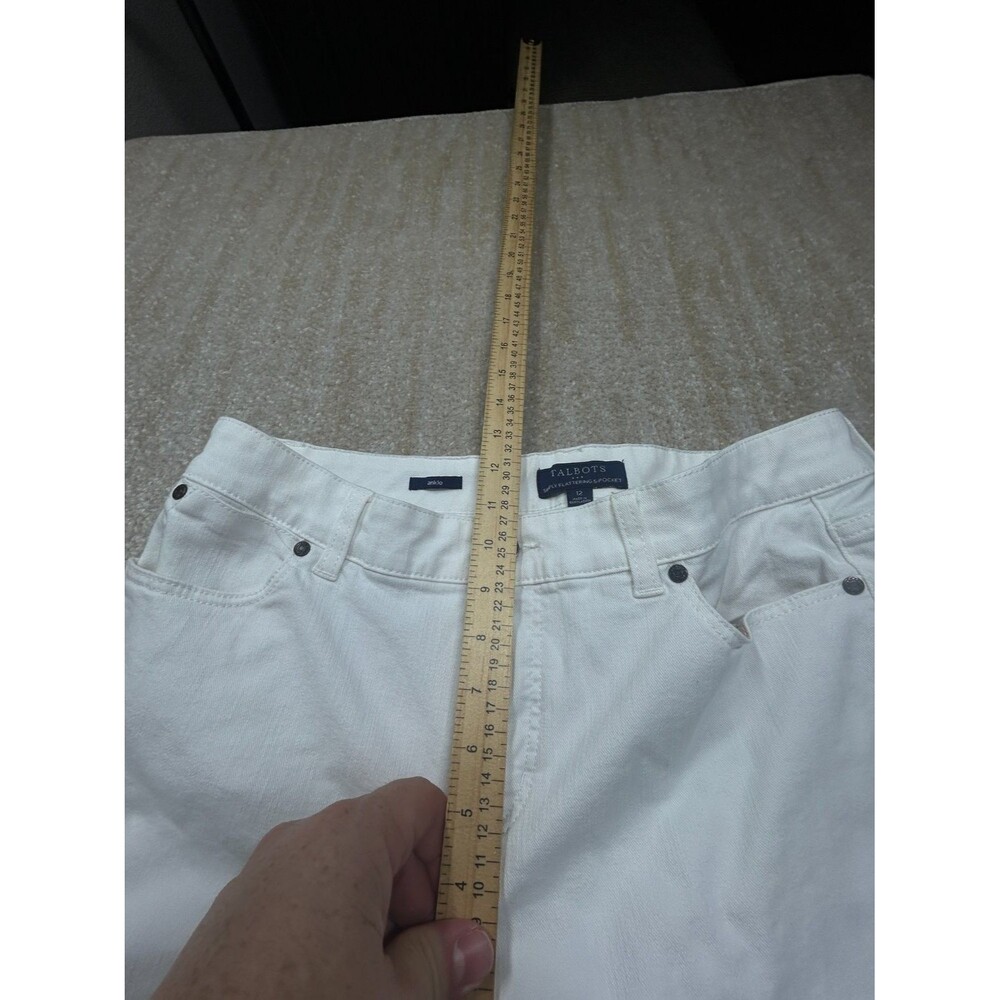 Talbots Ankle Pants Womens 12 White 5 Pocket Stretch Tapered Leg - Picture 6 of 13
